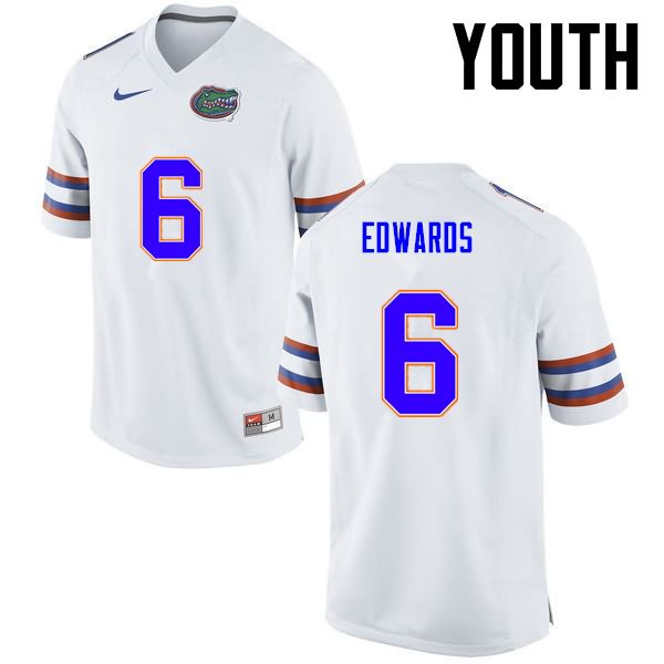NCAA Florida Gators Brian Edwards Youth #6 Nike White Stitched Authentic College Football Jersey MBU2864TU